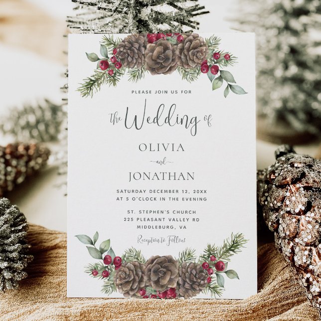 Invitación Boda de Navidades botánicos de invierno acuarela (Subido por el creador)