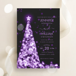 Invitación Boda de Navidades de árbol morado festivo moderno