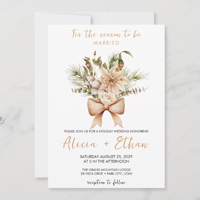 Invitación Boda de navidades de arco floral (Anverso)