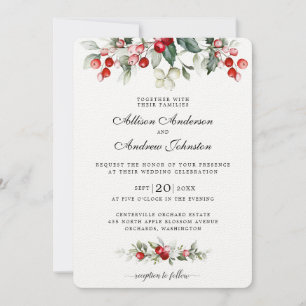 Invitación Boda de Navidades de Berry en invierno suave