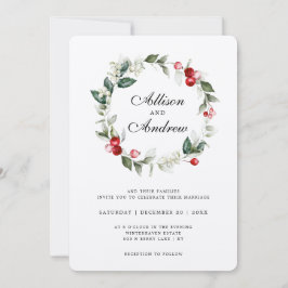 Invitación Boda de Navidades de Berry en invierno suave