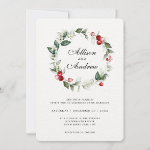 Invitación Boda de Navidades de Berry en invierno suave