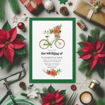 Boda de Navidades de bicicleta de Retro Poinsettia