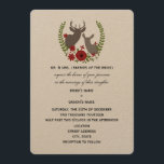 Invitación Boda de Navidades de ciervos rusos<br><div class="desc">Una invitación a la boda de Navidades con un ilustracion de flores rojas,  hueso y vegetación dispuestos alrededor de los bustos de un gallo y un perro. Personaliza el texto con detalles de tu ocasión. La redacción es de los padres de la novia.</div>