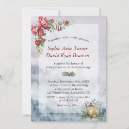 Invitación Boda de Navidades de escenas de invierno de color 