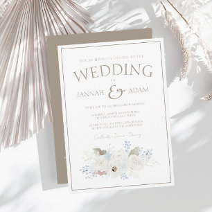 Invitación Boda de Navidades de Floral Blanca y Taupe de Invi