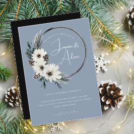 Invitación Boda de Navidades de flores azul y blanco