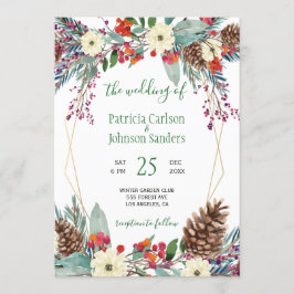 Invitación Boda de Navidades de guirnaldas florales con marco