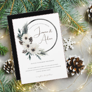 Invitación Boda de Navidades de guirnaldas florales góticas b