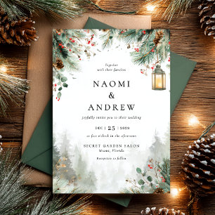 Invitación Boda de Navidades de invierno de acuarela
