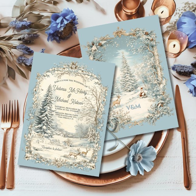 Invitación Boda de Navidades de invierno de Toile Woodland (Subido por el creador)