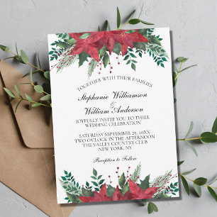 Invitación Boda de Navidades de invierno florales de Poinsett