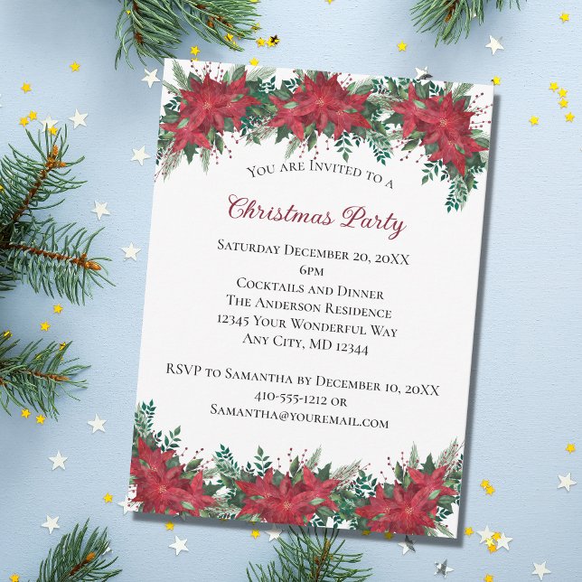 Invitación Boda de Navidades de invierno florales de Poinsett (Subido por el creador)