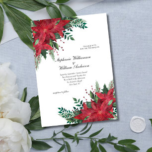 Invitación Boda de Navidades de invierno florales de Poinsett