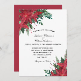 Invitación Boda de Navidades de invierno florales de Poinsett