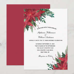 Invitación Boda de Navidades de invierno florales de Poinsett