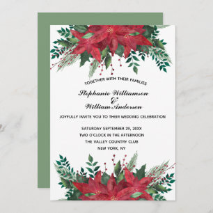 Invitación Boda de Navidades de invierno florales de Poinsett
