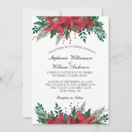Invitación Boda de Navidades de invierno florales de Poinsett