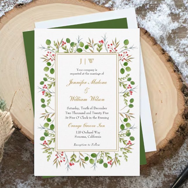 Invitación Boda de Navidades de Monogam en la vegetación botá (Subido por el creador)
