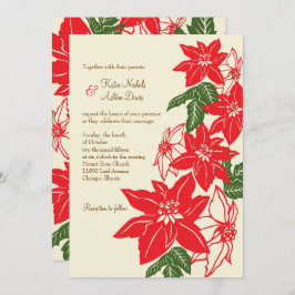 Invitación Boda de Navidades de Poinsettias Rojas y Verdes