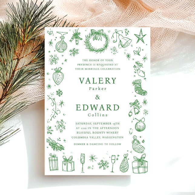 Invitación Boda de Navidades de vacaciones modernos (Subido por el creador)
