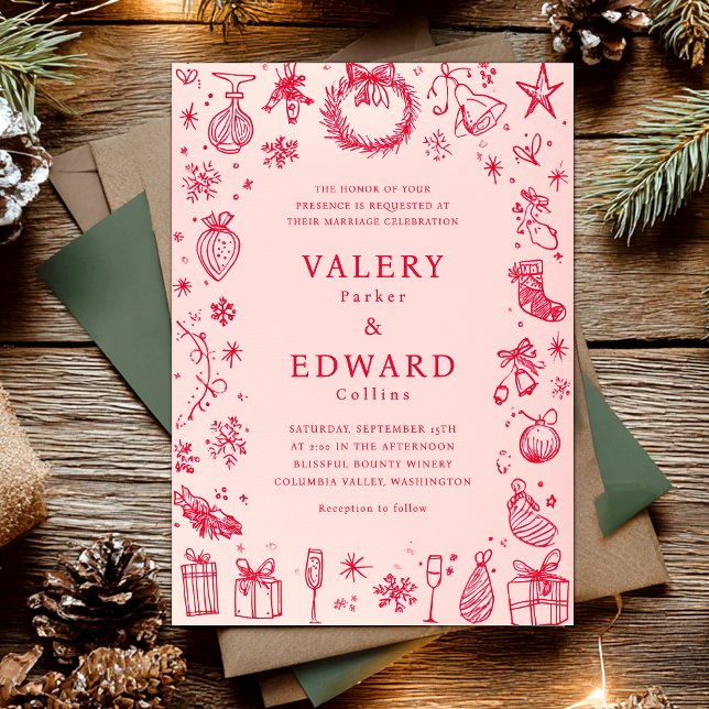 Invitación Boda de Navidades de vacaciones modernos (Subido por el creador)
