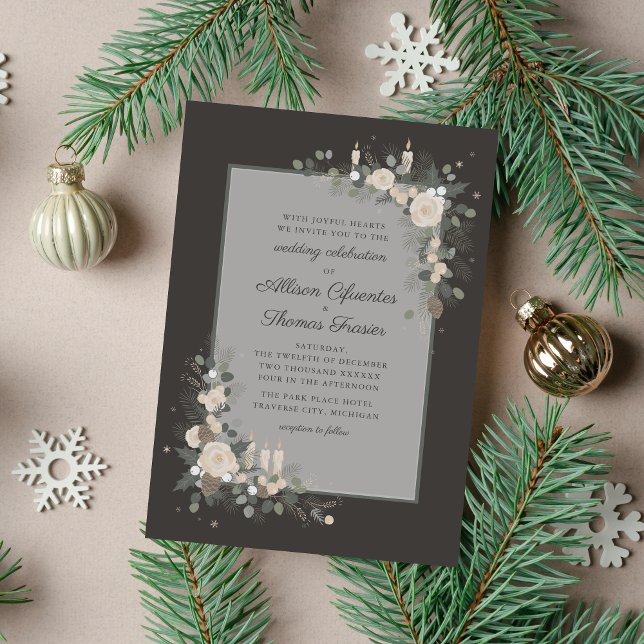 Invitación Boda de Navidades de Velas de Fiestas de Pino Flor (Subido por el creador)