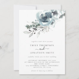 Invitación Boda de Navidades de Watercolor Winter Florals