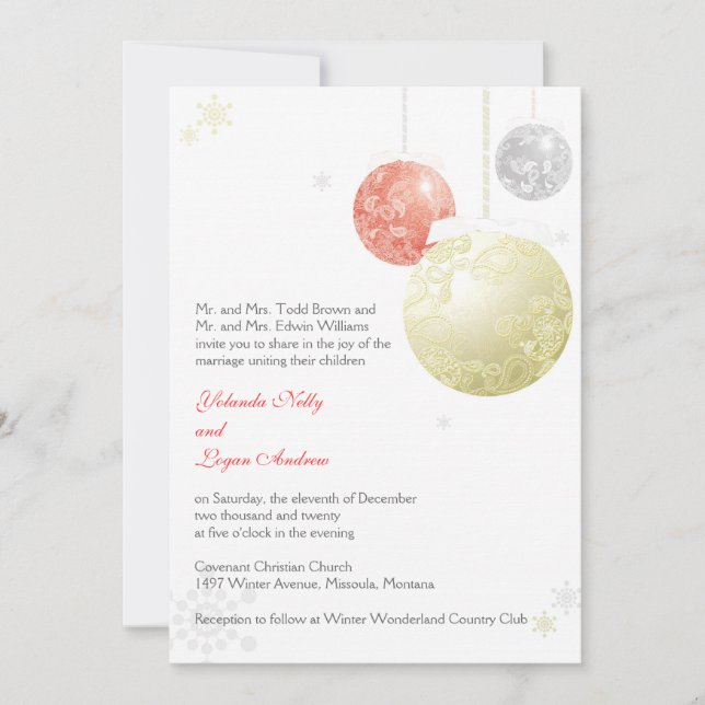 Invitación Boda de Navidades de Winter Elegance (Anverso)