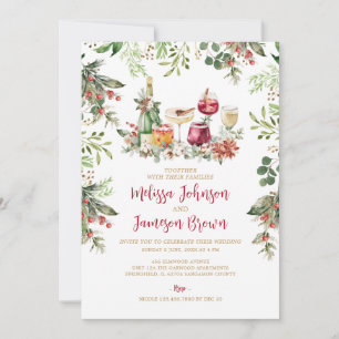 Invitación Boda de Navidades de Winter Greenery Wreath Mistle