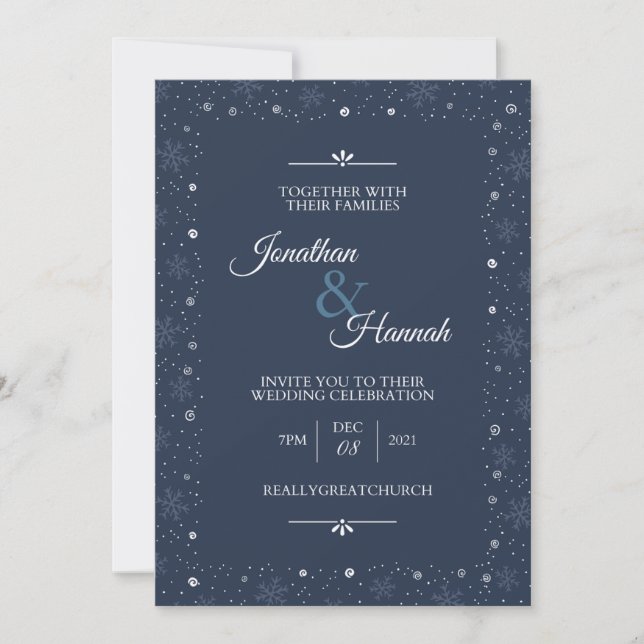 Invitación Boda de Navidades de Winter Red Berries (Anverso)