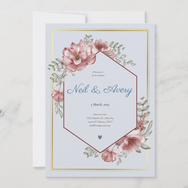 Invitación Boda de Navidades de Winter Red Berries (Anverso)