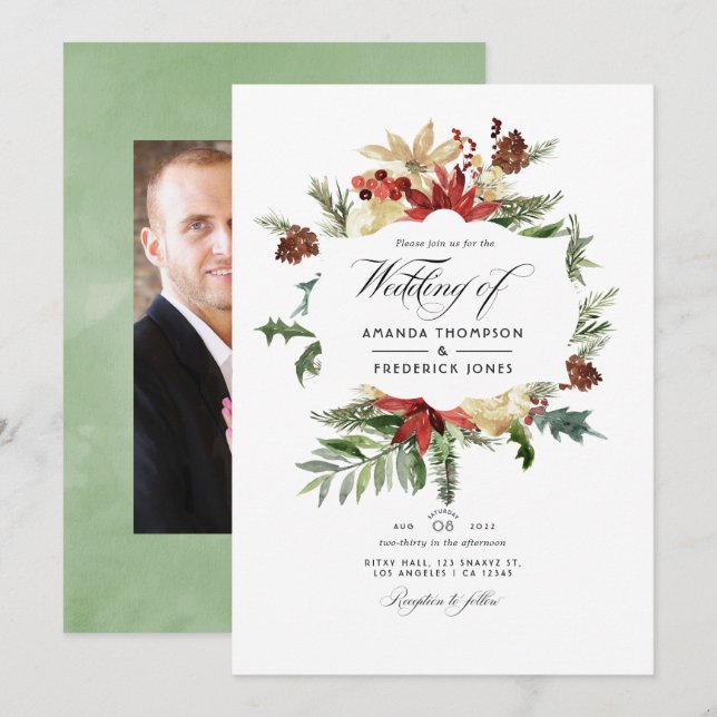 Invitación Boda de Navidades de Winter Woodland (Anverso / Reverso)