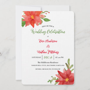 Invitación Boda de Navidades florales de color acuático de Po