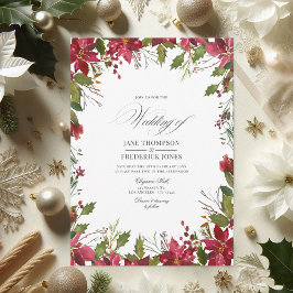 Invitación Boda de Navidades florales de color de agua de Bor