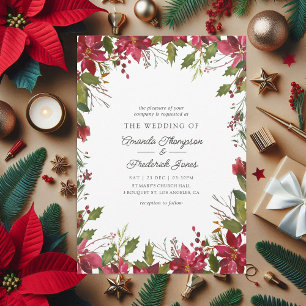 Invitación Boda de Navidades florales de color de agua de Bor
