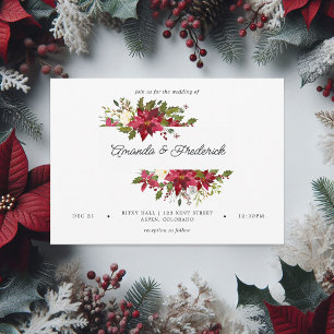 Invitación Boda de Navidades florales de color de agua de Bor