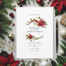 Invitación Boda de Navidades florales de color de agua de Bor