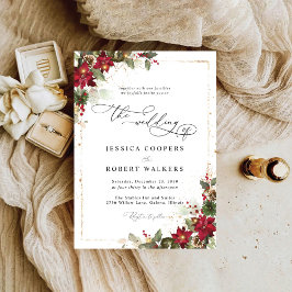 Invitación Boda de Navidades florales de Pine Poinsettia Rust