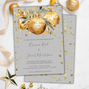 Invitación Boda de Navidades Gris Oro