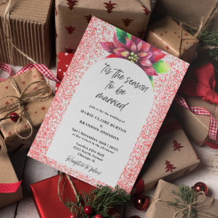 Invitación Boda de Navidades planos de la poinsettia roja del