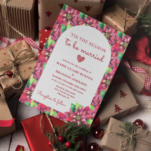 Invitación Boda de Navidades planos de la poinsettia roja del