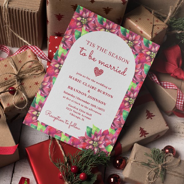 Invitación Boda de Navidades planos de la poinsettia roja del (Subido por el creador)