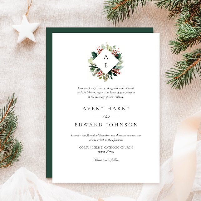 Invitación Boda de Navidades simples y elegantes (Subido por el creador)