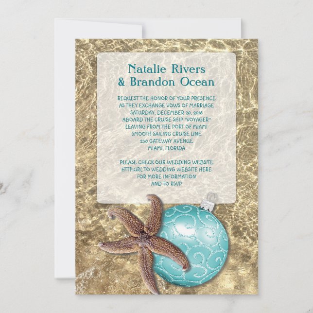Invitación Boda de Navidades tropicales oceánicos (Anverso)