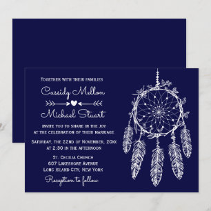 Invitación Boda de Navy Blue Native American Dream Catcher