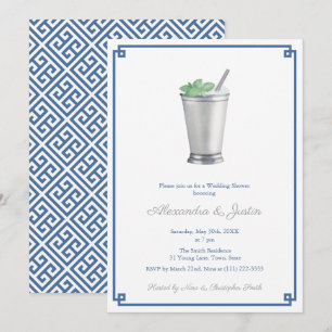 Invitación Boda de Navy Blue y Gris Plateado Mint Julep Showe