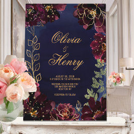 Invitación Boda de Navy Bordeaux