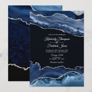 Invitación Boda de Navy y Agata Plateada