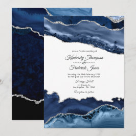 Invitación Boda de Navy y Agata Plateada